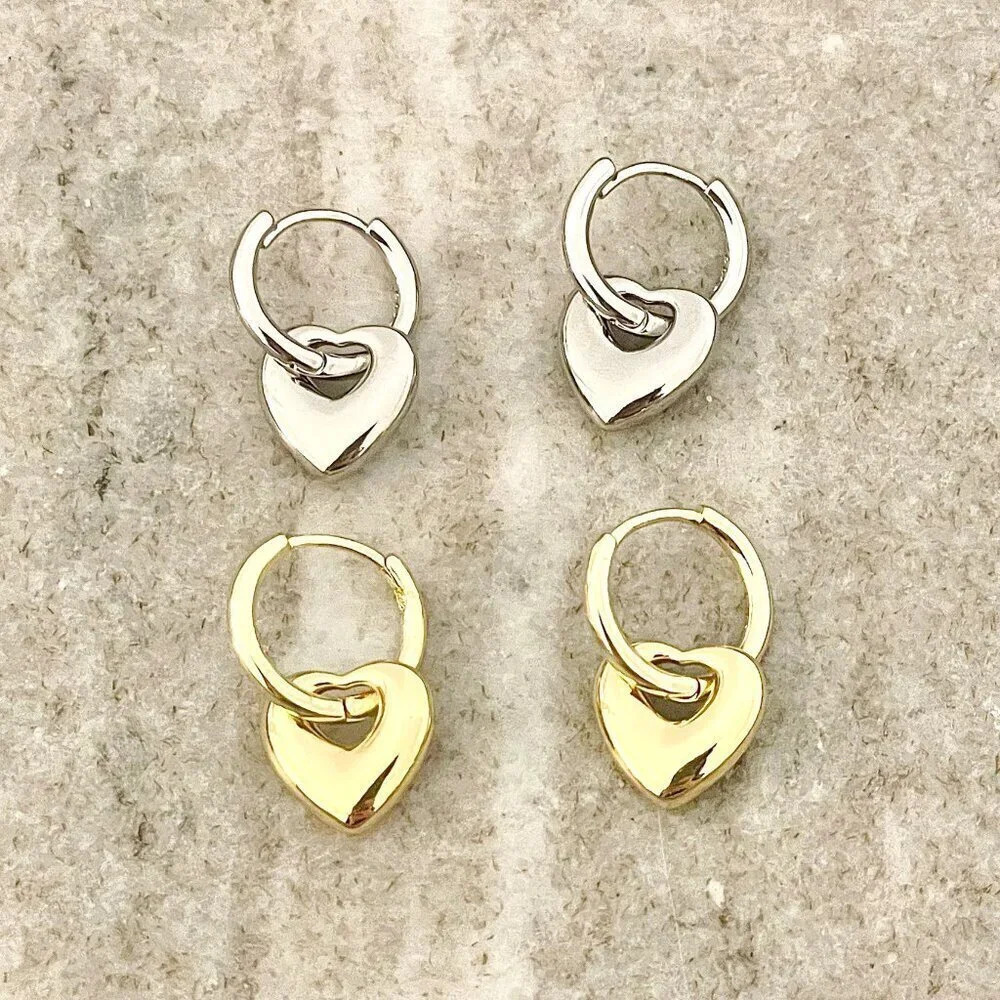 925 Sterling Silver Dainty Heart Huggie Earrings Small Hoop Earrings